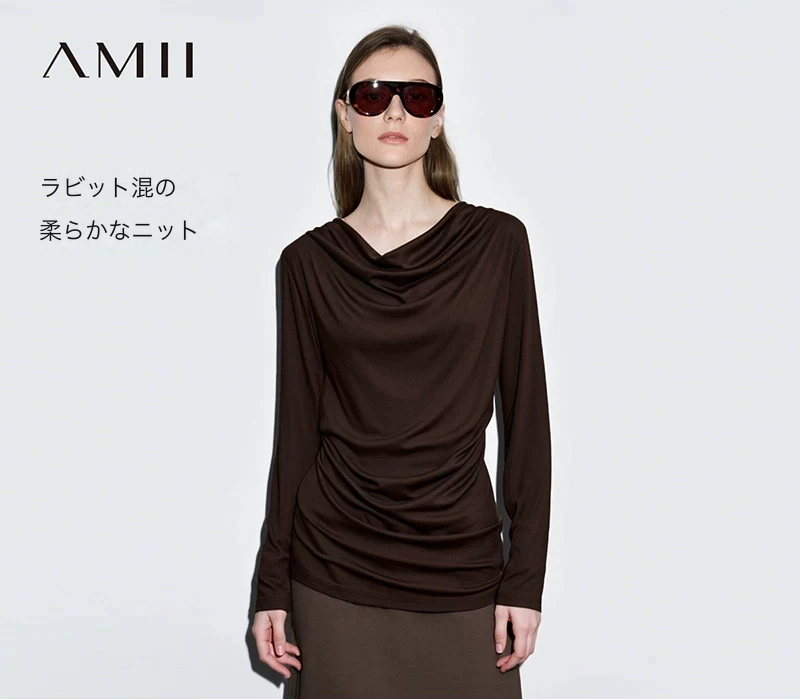 Amii ラビット混 ドレープネック長袖ニット 商品写真