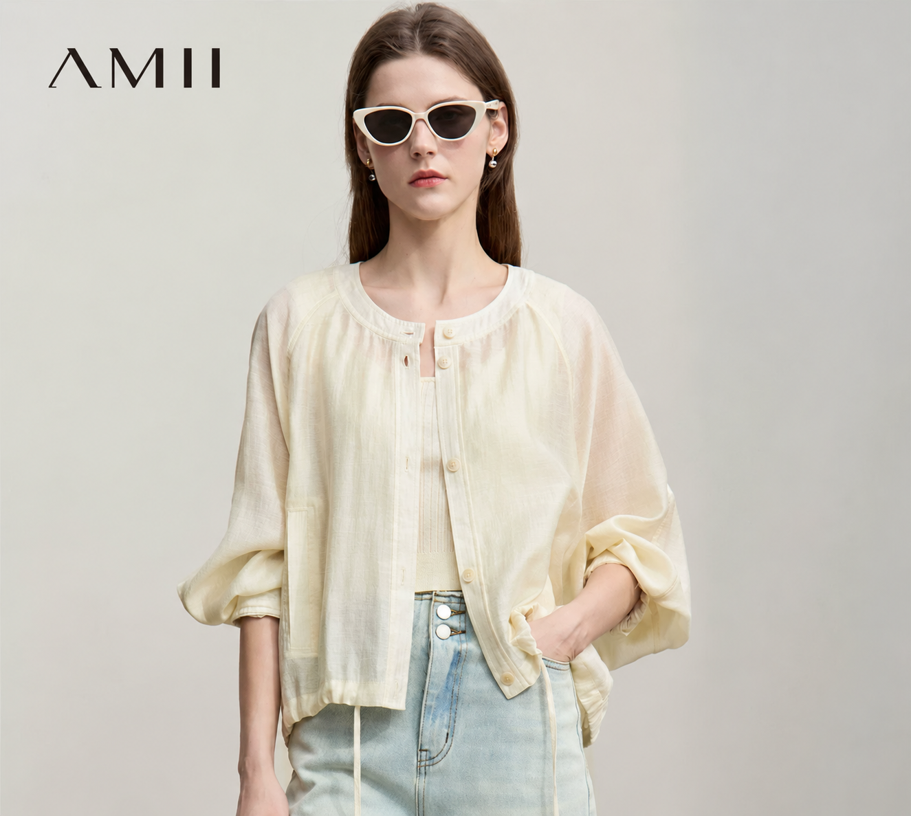 Amii リヨセル・リネン混 ドローストリングジャケット 商品写真