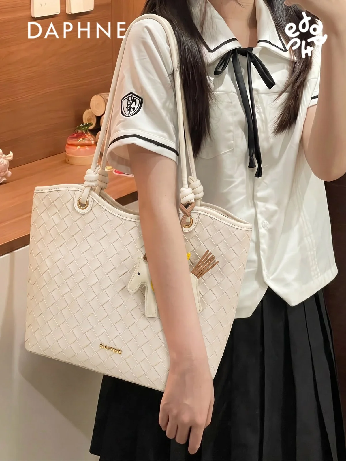 編み込み トートバッグ マグネット開閉 2WAY｜商品写真