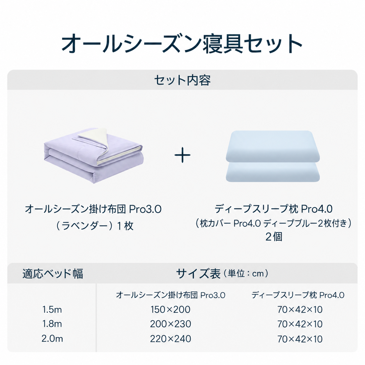 ATOUR 四季用掛け布団 Pro3.0＋低反発枕 Pro4.0 セット
