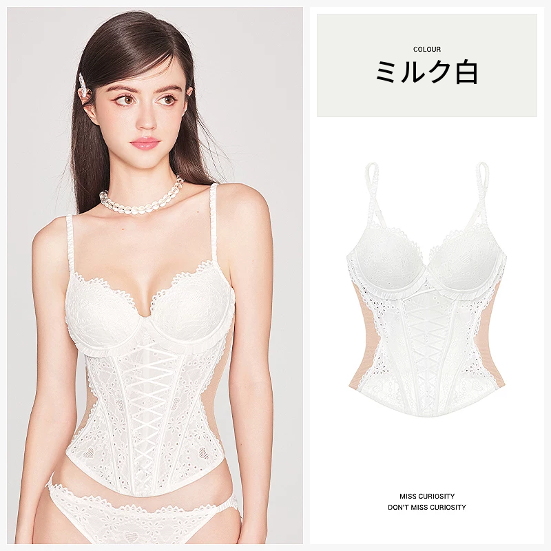 ボーンデザインのパッド付きキャミソール　ジップ前開き
