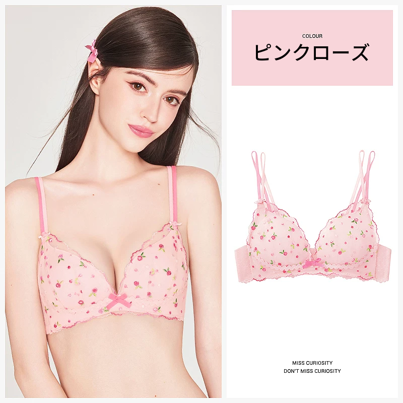 レースブラ＆ショーツセット　ノンワイヤー　夏の薄手　寄せて見せる