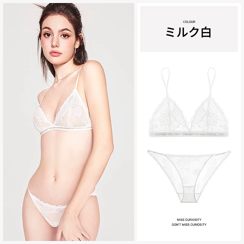 ラインストーン付き細ストラップのトライアングルブラ