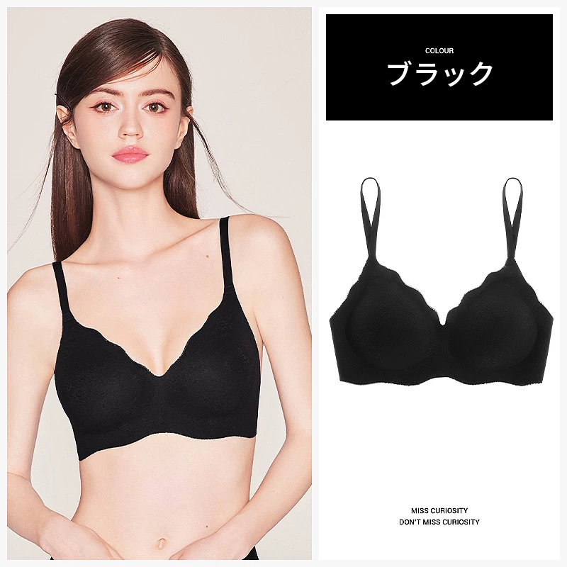 シームレスレースブラ　ノンワイヤー　軽やかな薄手タイプ