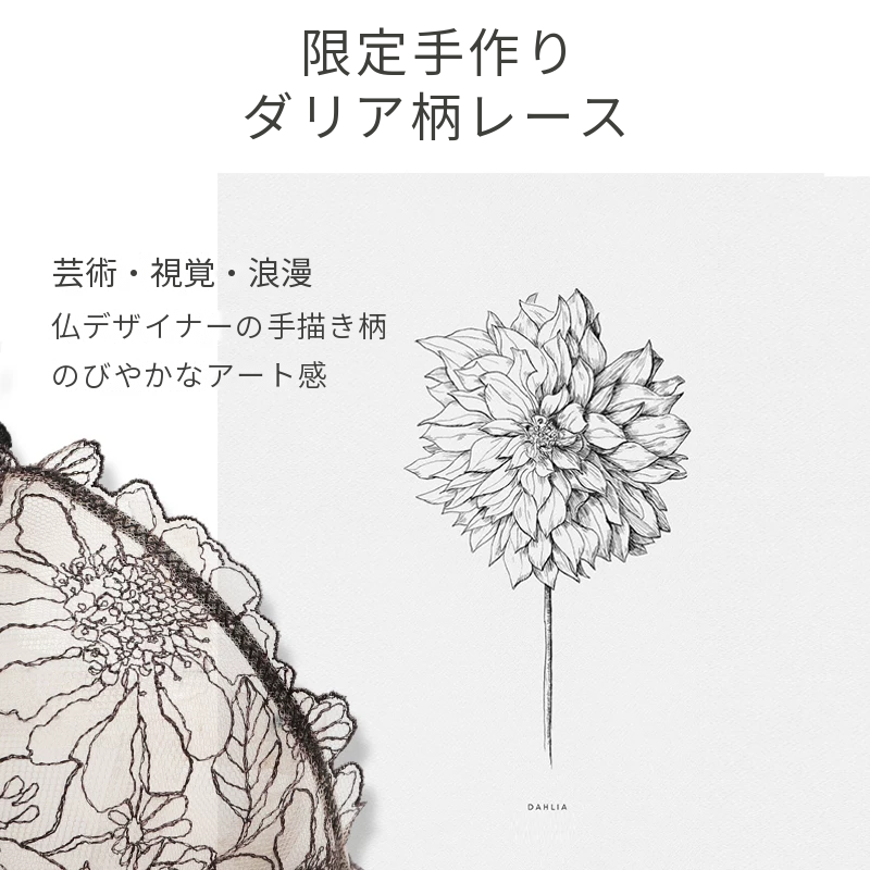 ブラックの透かしレースブラセット　ワイヤー入り・薄手