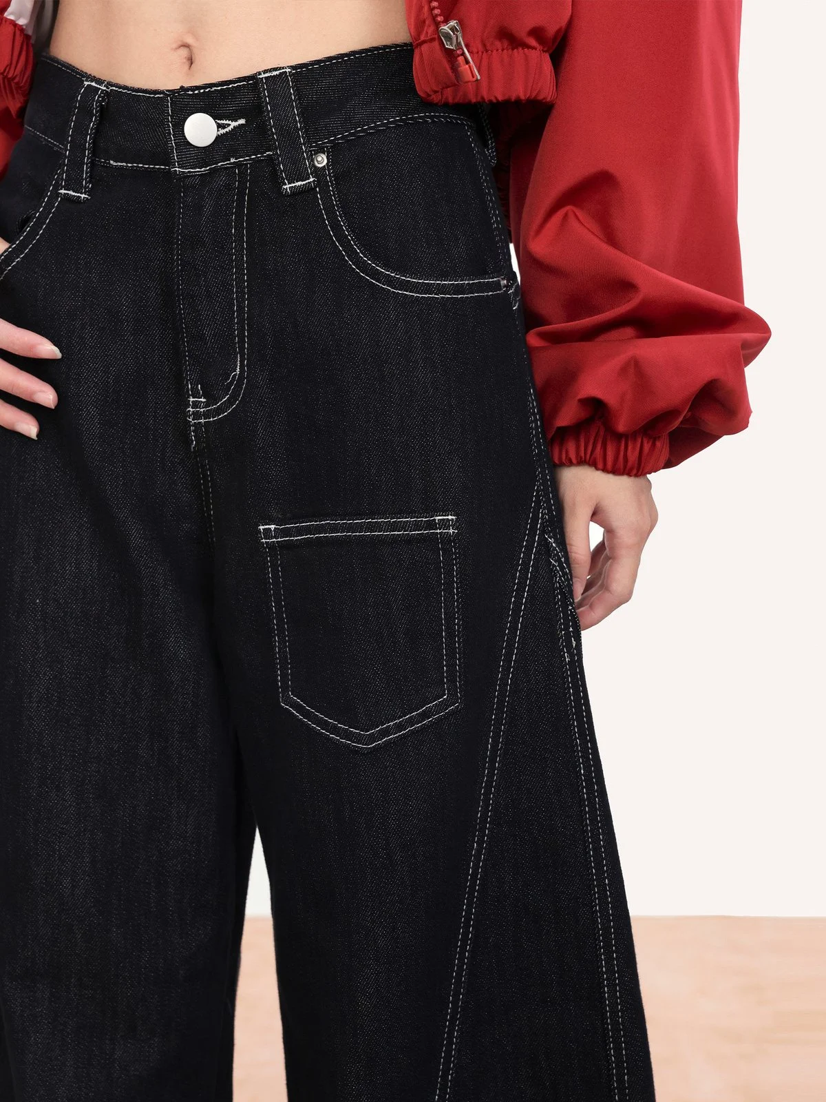 LA CHAPELLE ヴィンテージ バナナシルエット ワイドデニムパンツ ブラック｜商品写真