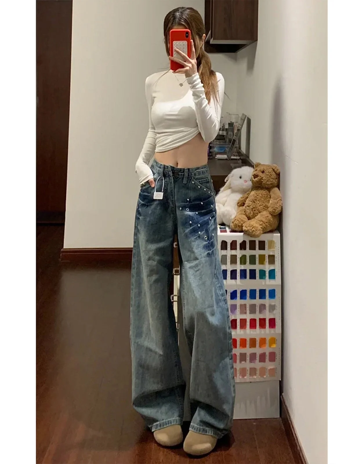 LA CHAPELLE ストリート アメカジ ワイドストレートデニムパンツ ブルー｜商品写真