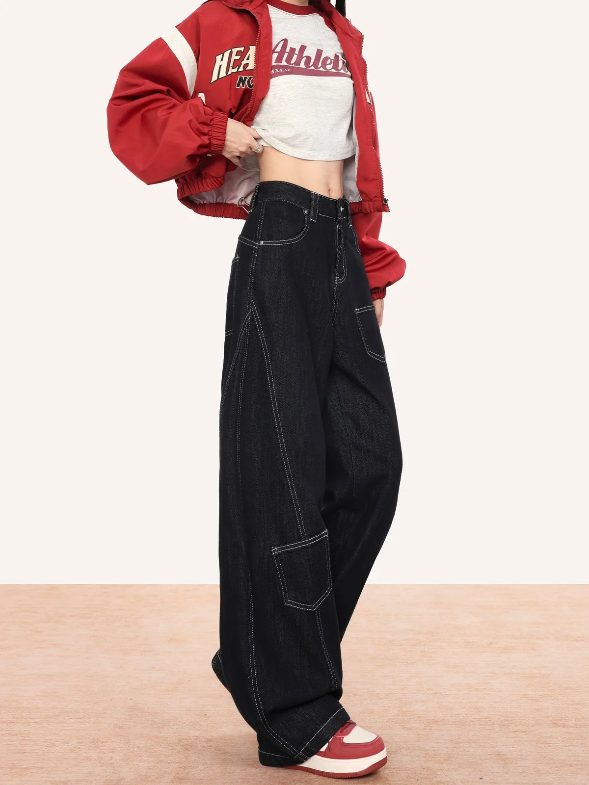 LA CHAPELLE ヴィンテージ バナナシルエット ワイドデニムパンツ ブラック｜商品写真