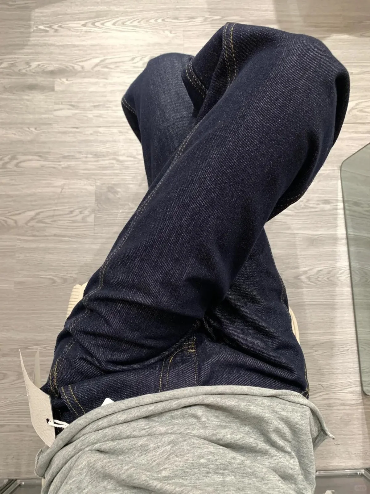 LA CHAPELLE アメカジ ストレートワイド デニムパンツ ダークブルー｜商品写真