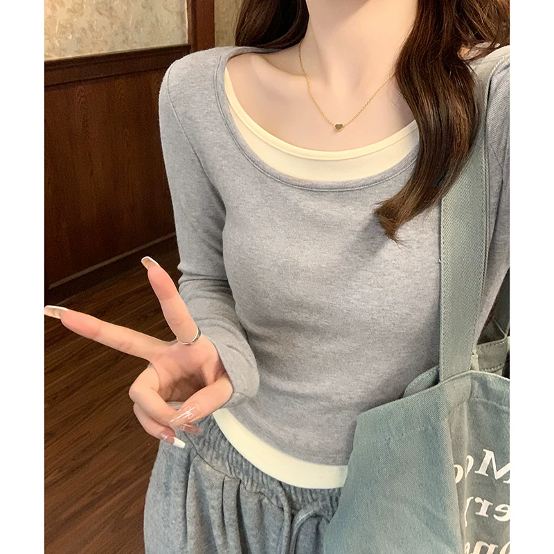 レイヤード風 配色 長袖Tシャツ