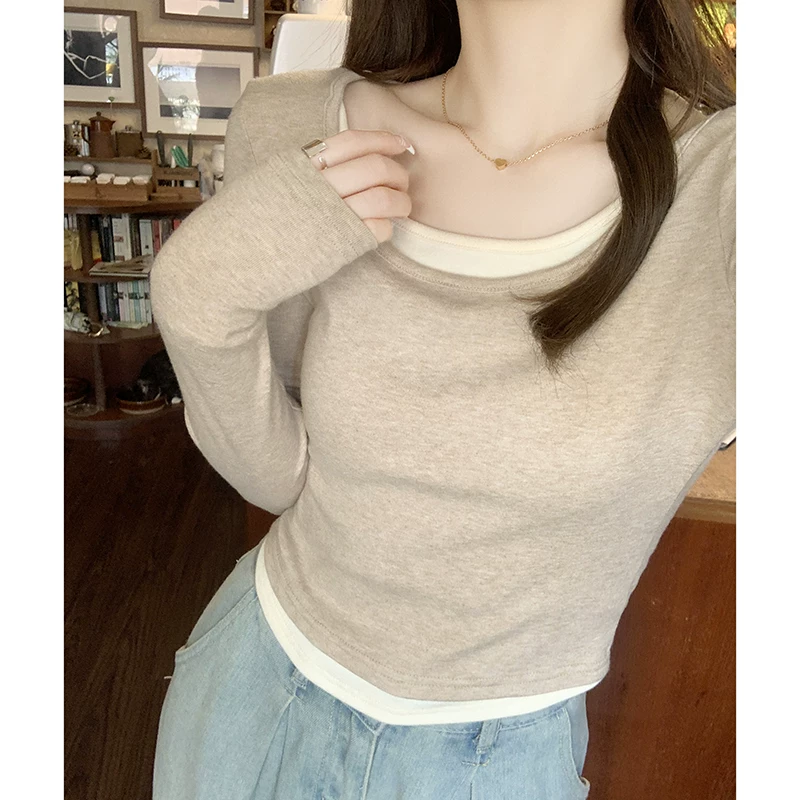 レイヤード風 配色 長袖Tシャツ