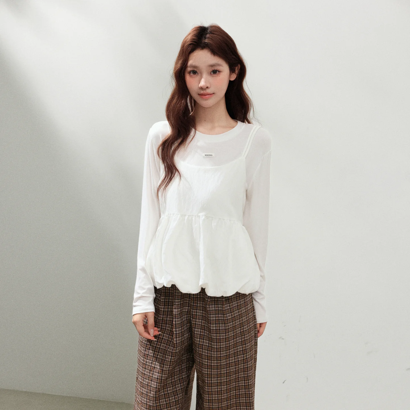 ホワイト キャミソール＆Tシャツ 2点セット フリル レイヤード