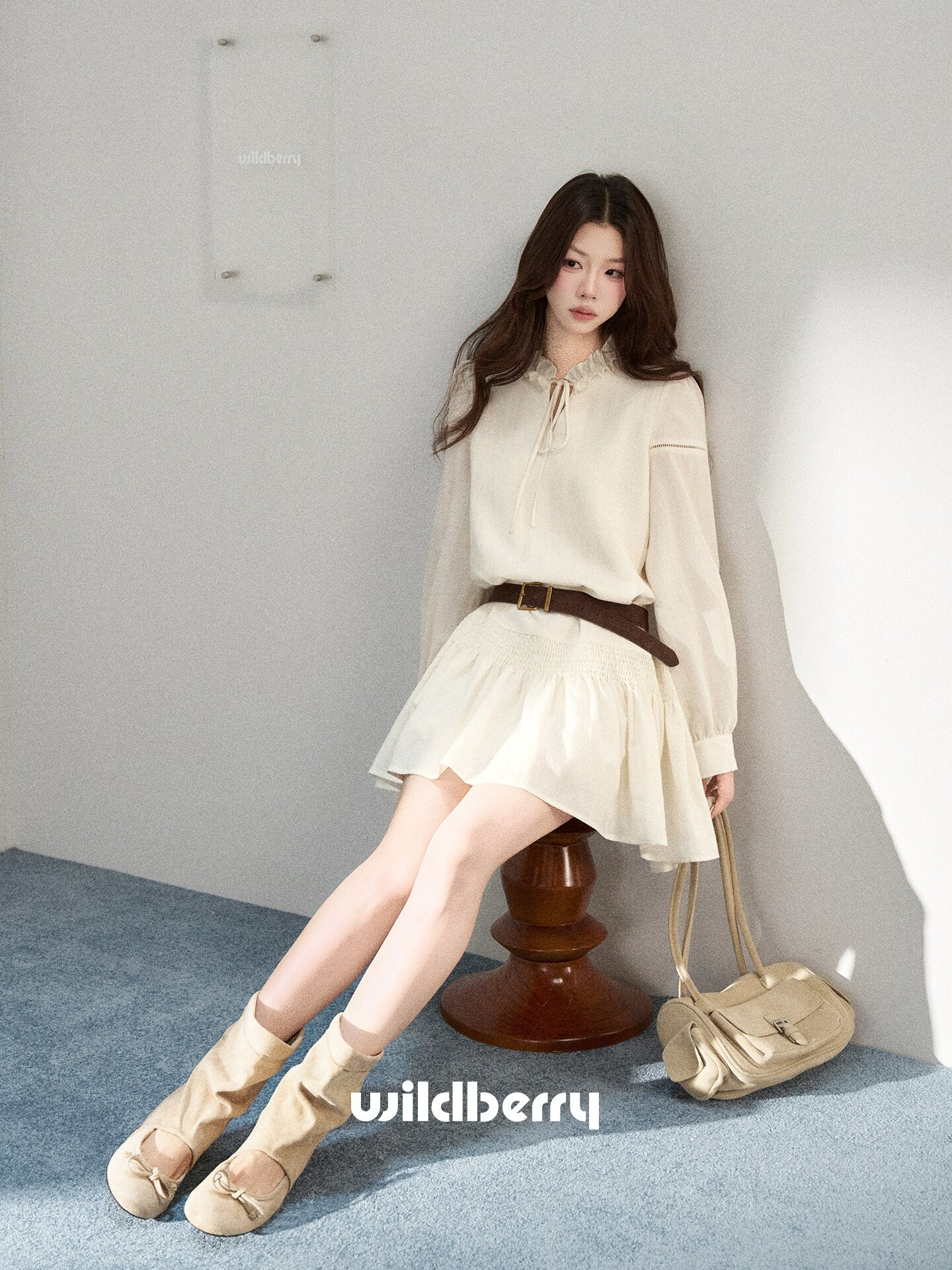 Wildberry ウエストシェイプ 長袖ロングワンピース