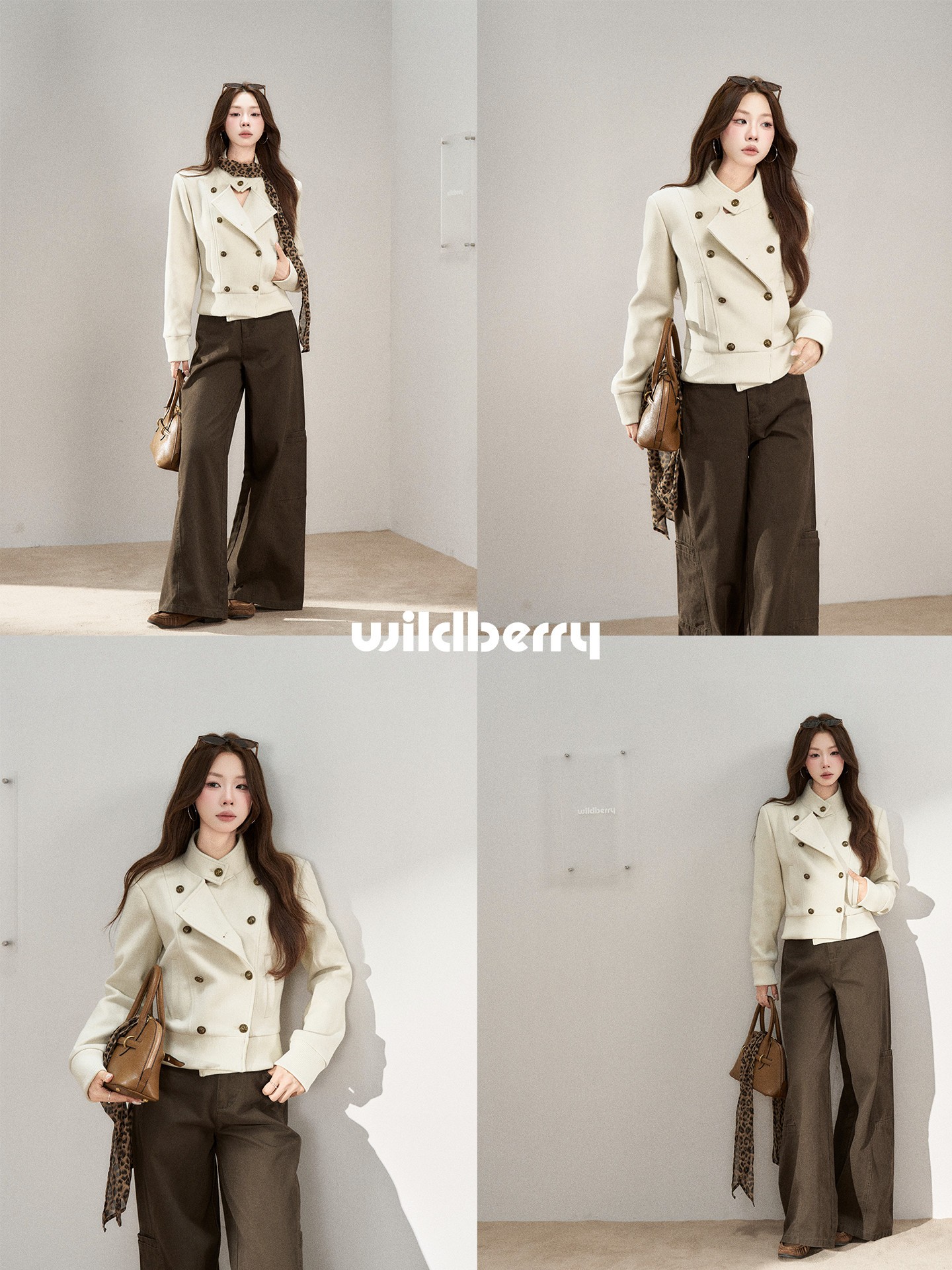 Wildberry 立ち襟 ダブルボタンショートジャケット