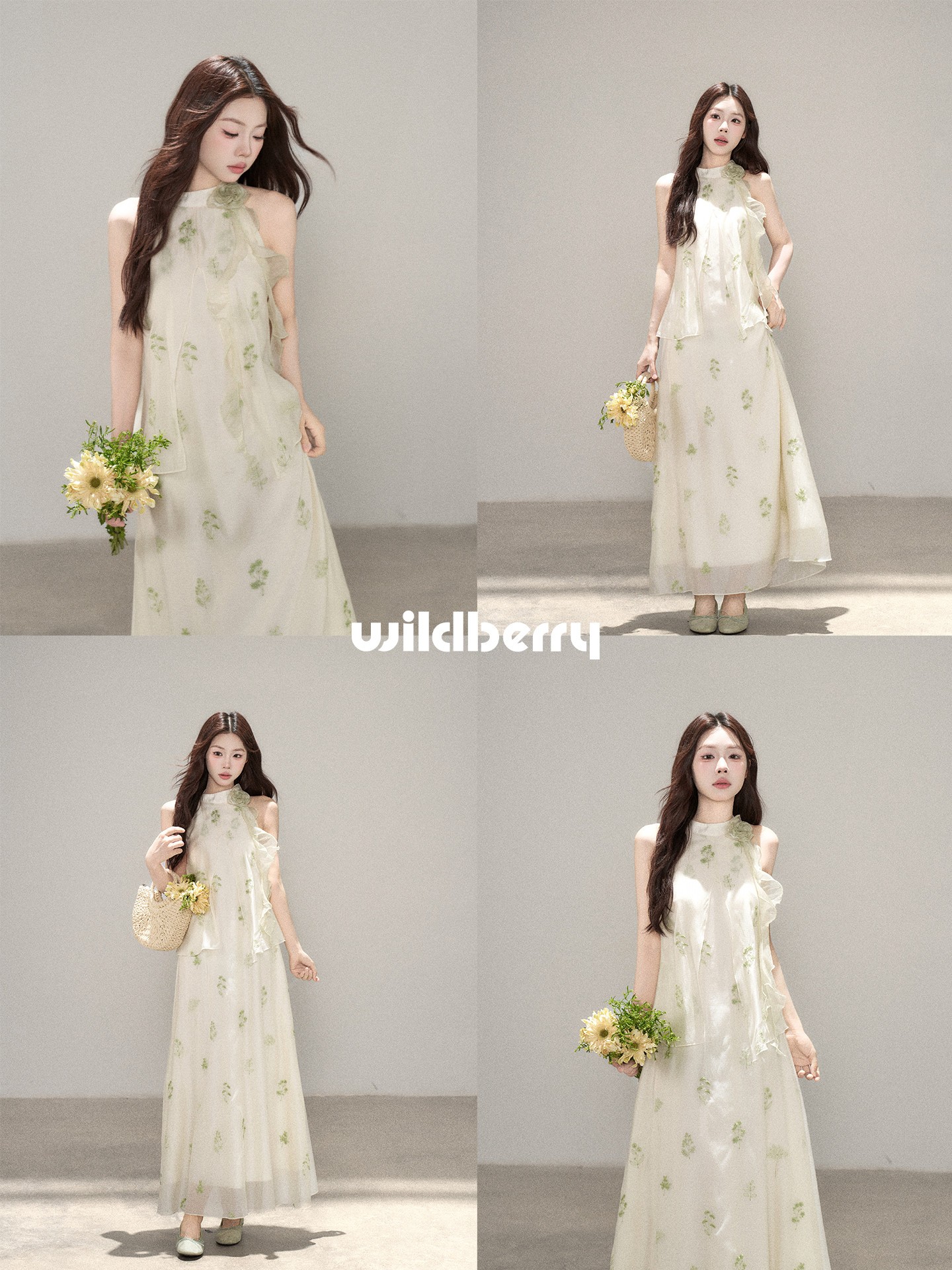 Wildberry ホルターネック ウエストシェイプロングワンピース