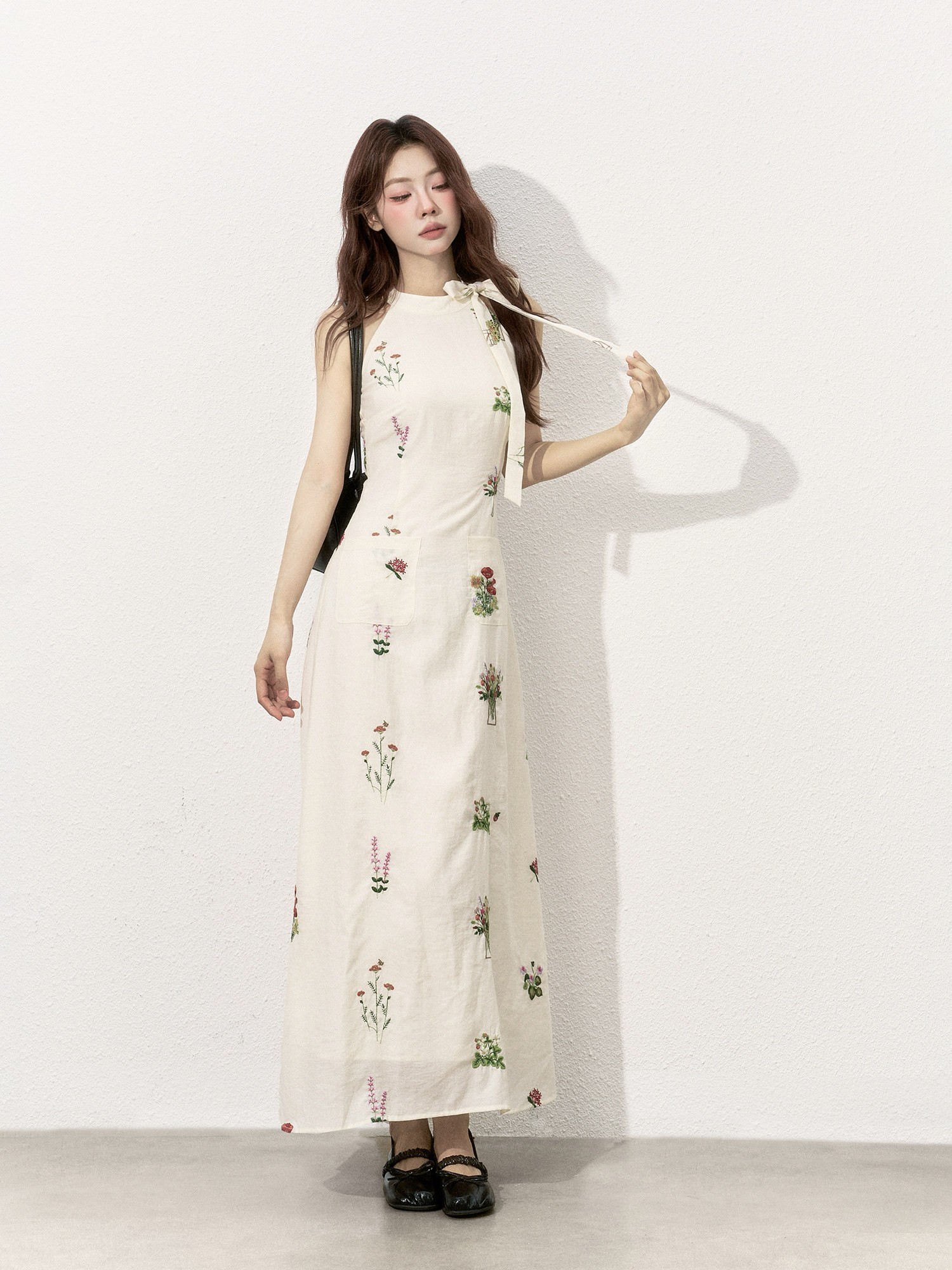 Wildberry ラグランスリーブ 小花柄ロングワンピース
