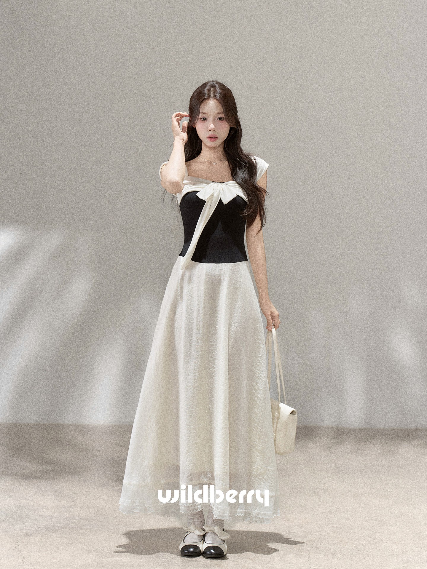 Wildberry 重ね着風 ウエストシェイプロングワンピース
