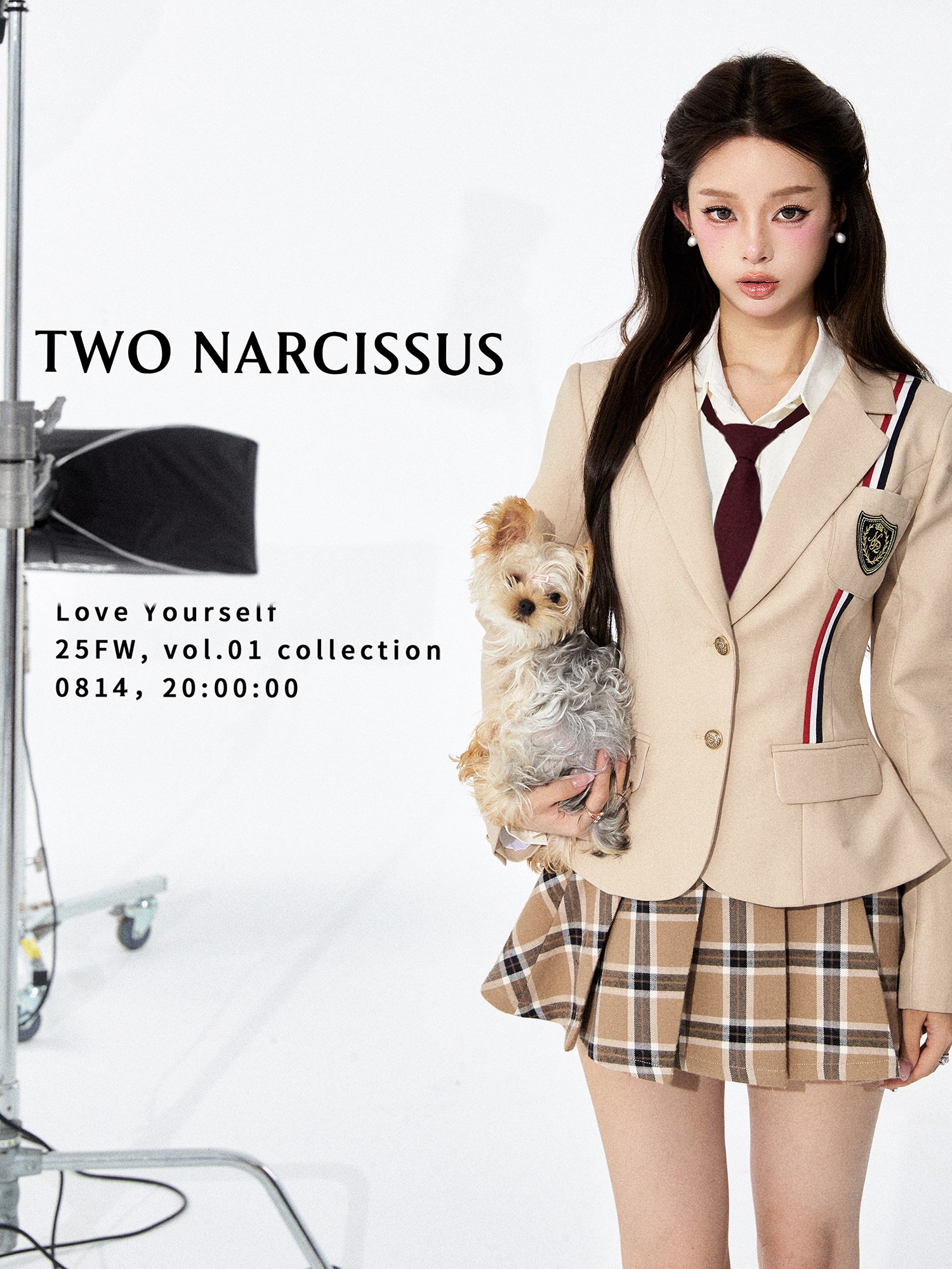 Two Narcissus ワイドウエスト プリーツミニスカート