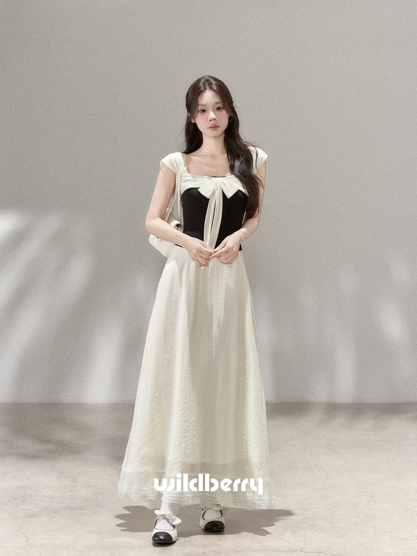 Wildberry 重ね着風 ウエストシェイプロングワンピース