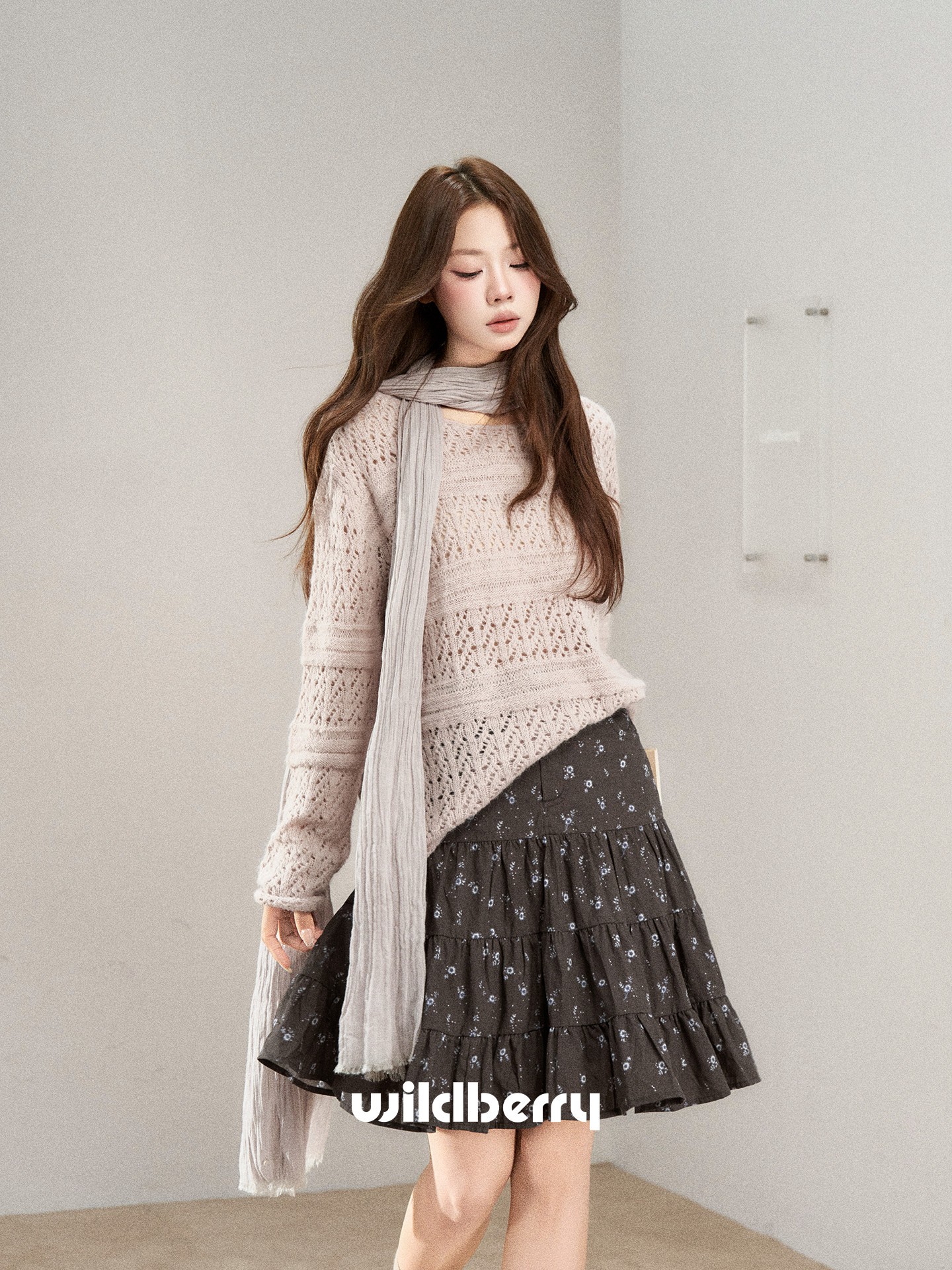 Wildberry 透かし編み 長袖プルオーバーニット