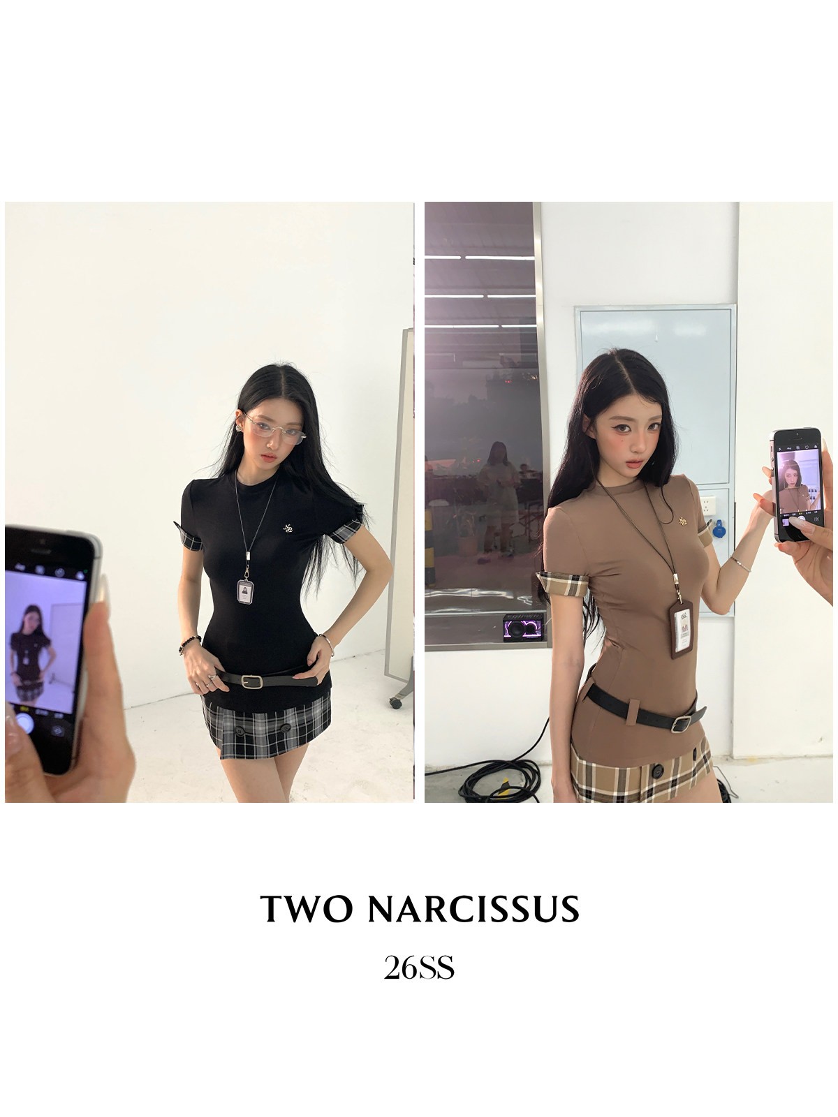 Two Narcissus フィットトップス＆チェックスカート