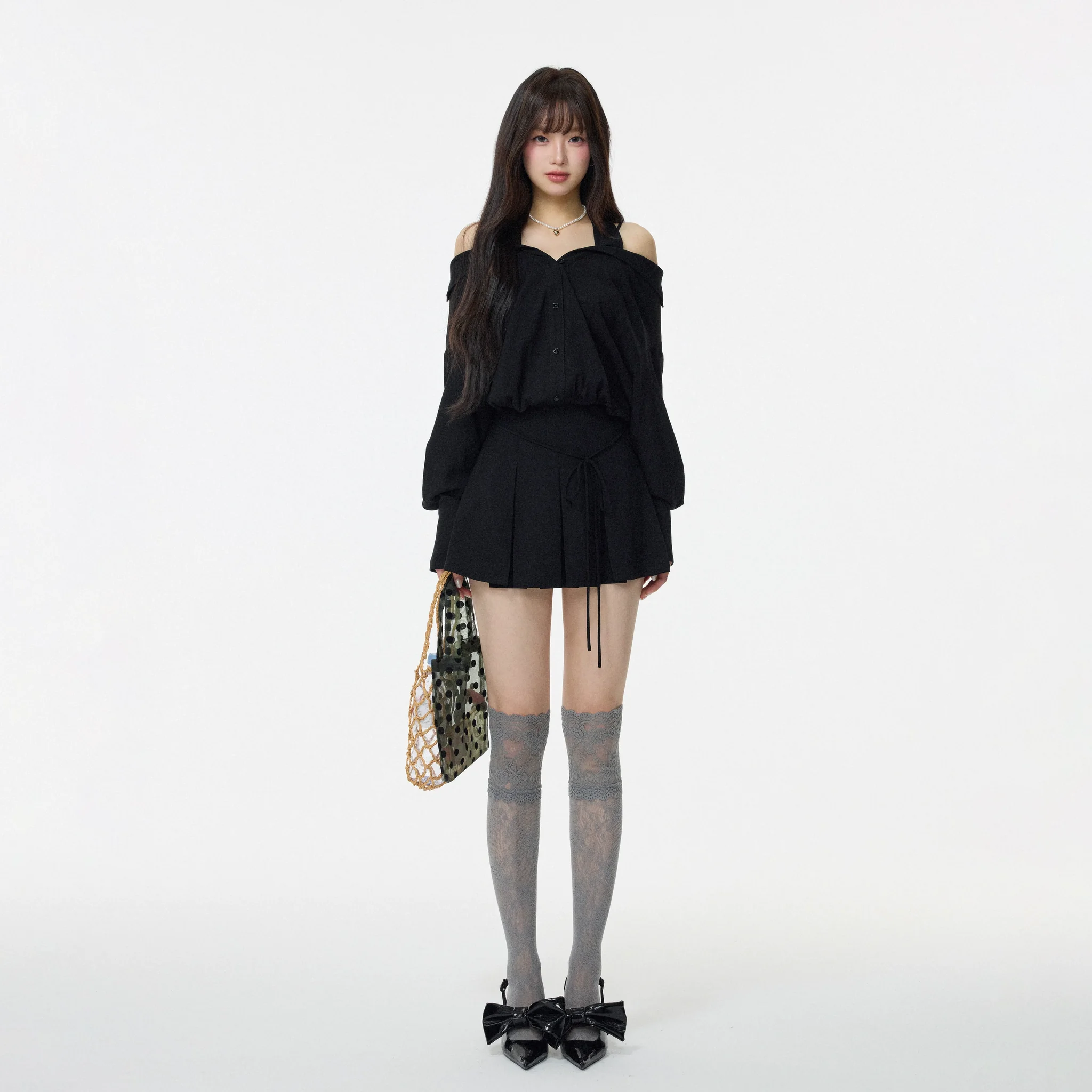 オフショルダー シャツワンピース 商品写真 2
