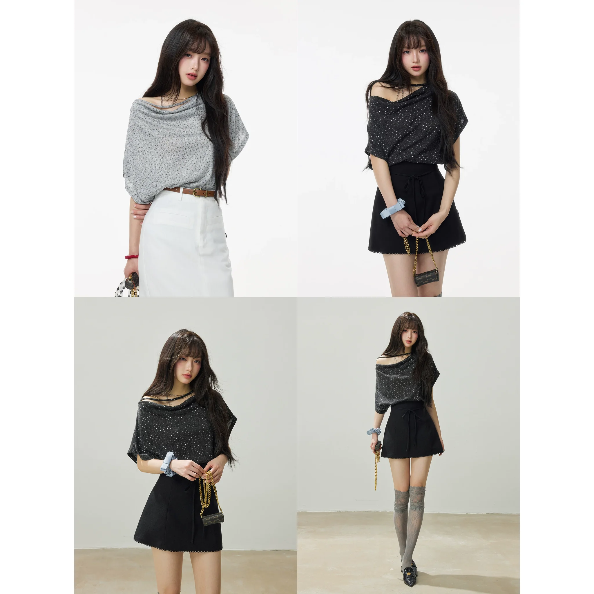 ドット柄 オフショルダー Tシャツ 商品写真 3