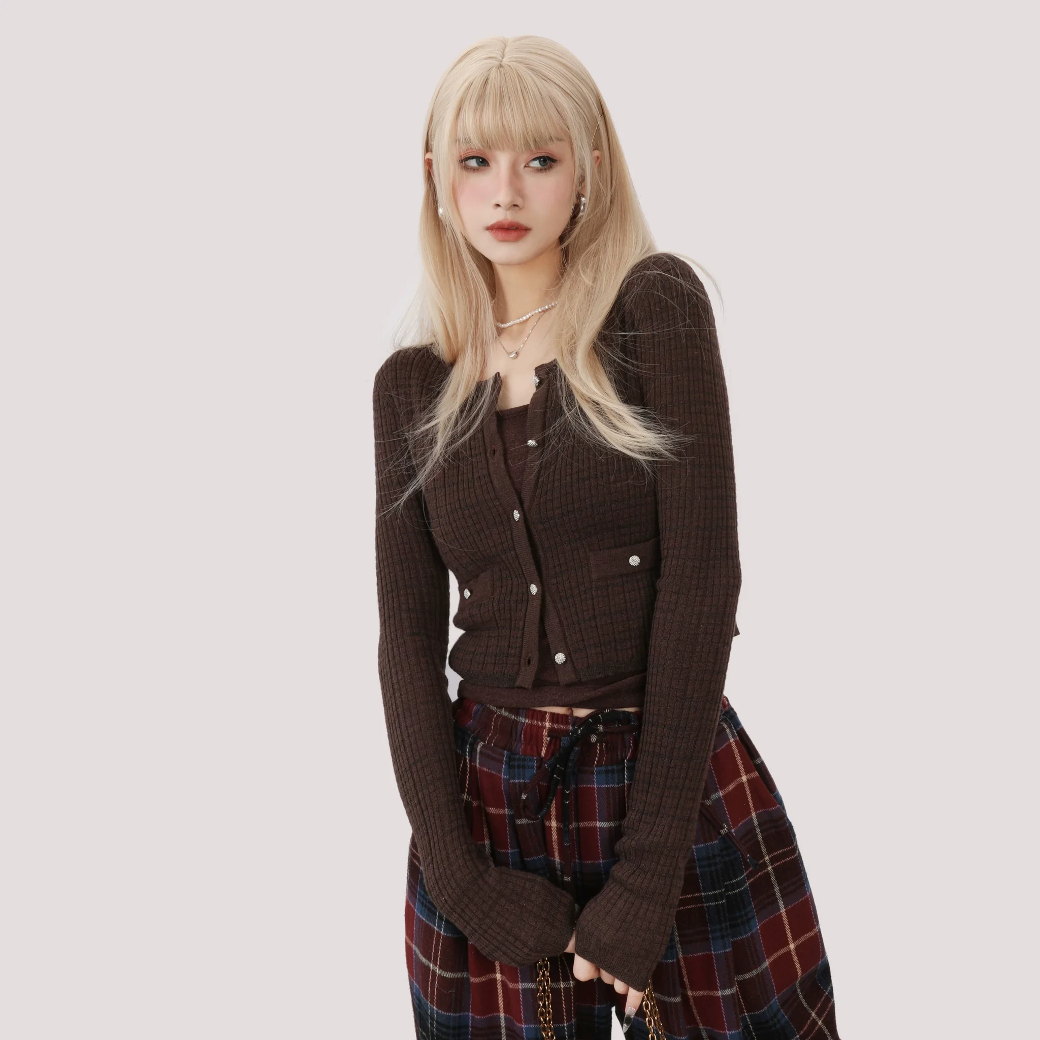 ショート丈 ニットカーディガン 商品写真