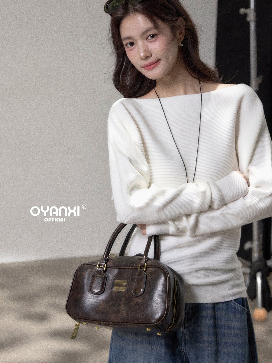 OYANXI ボートネック ドルマンスリーブ ウエストシェイプニット