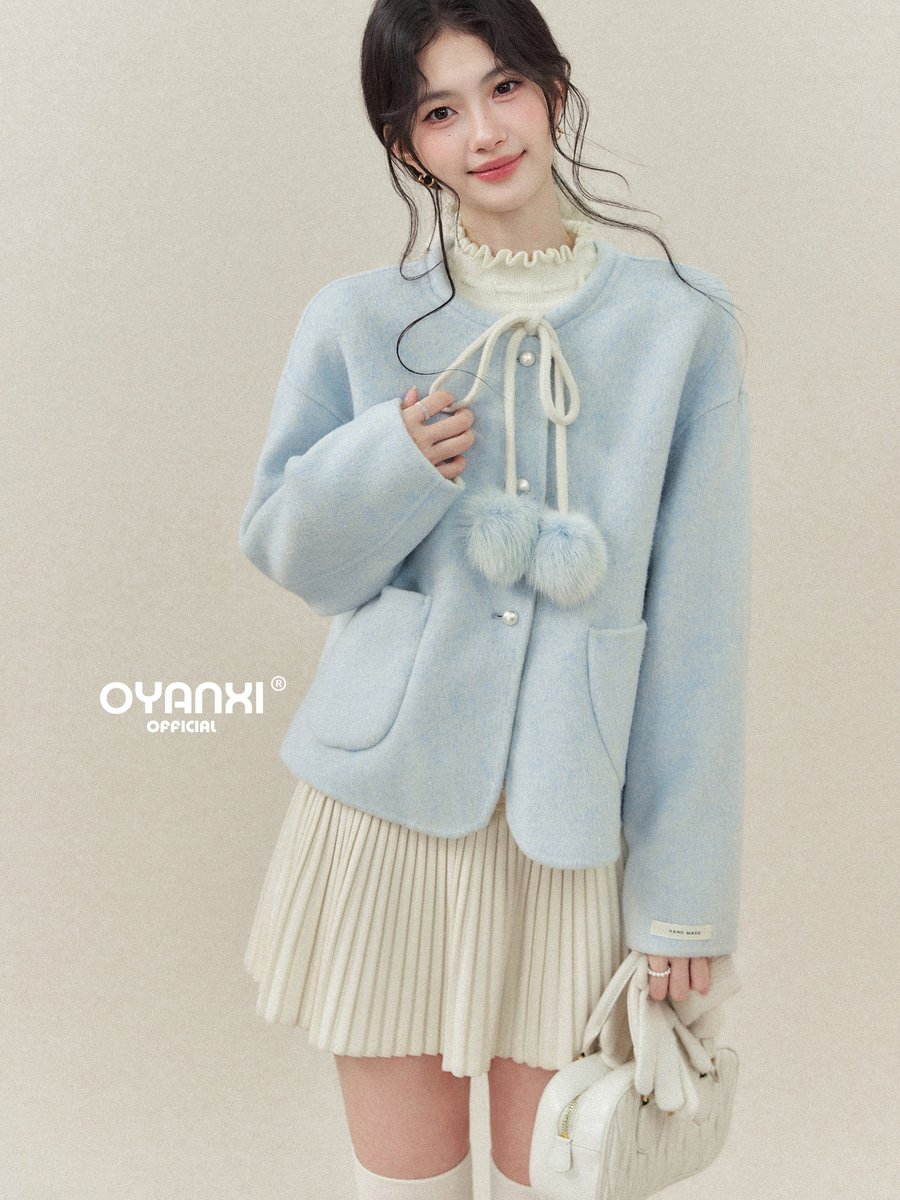 OYANXI クルーネック リボンポケット ゆったり コート