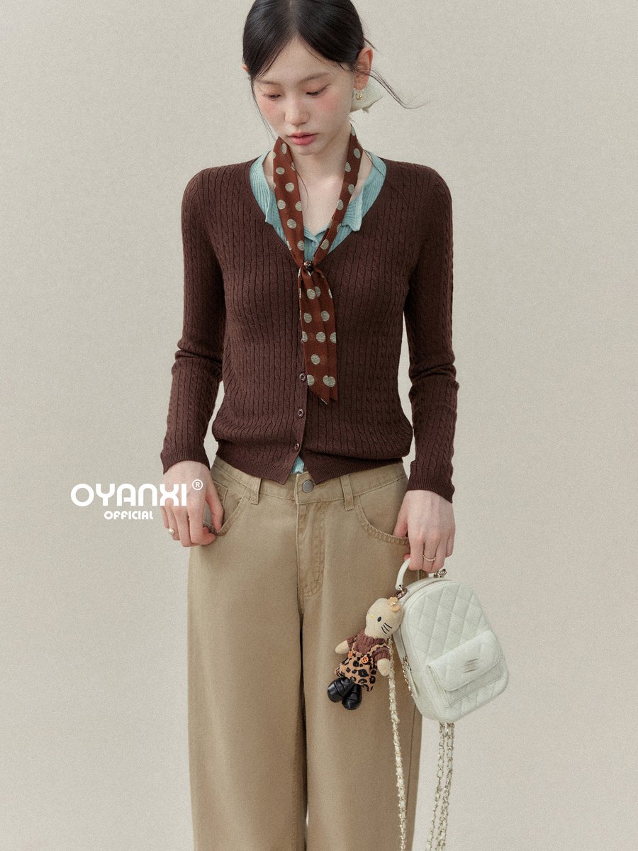OYANXI ハイウエスト ストレート ワイドデニムパンツ