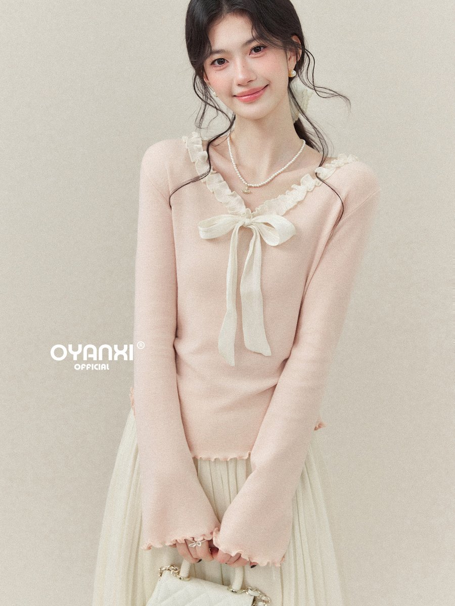 OYANXI リボン ウエストシェイプ ニットカーディガン