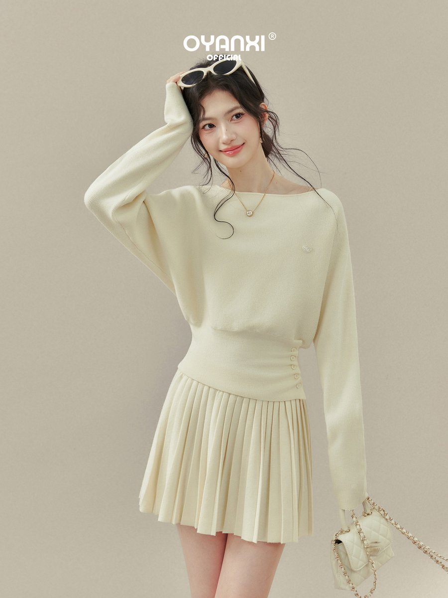 OYANXI アシンメトリーネック ニット 2点セット