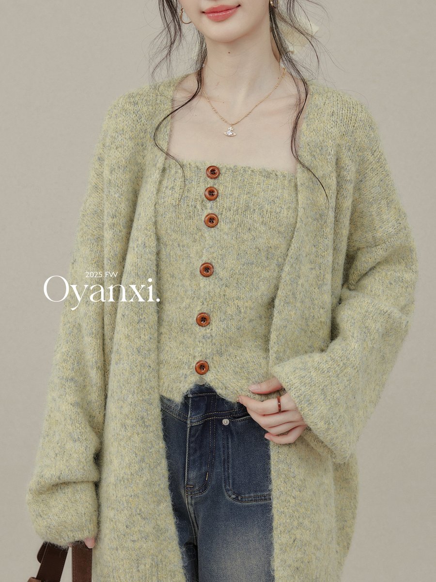 OYANXI ミドル丈 ニットカーディガン