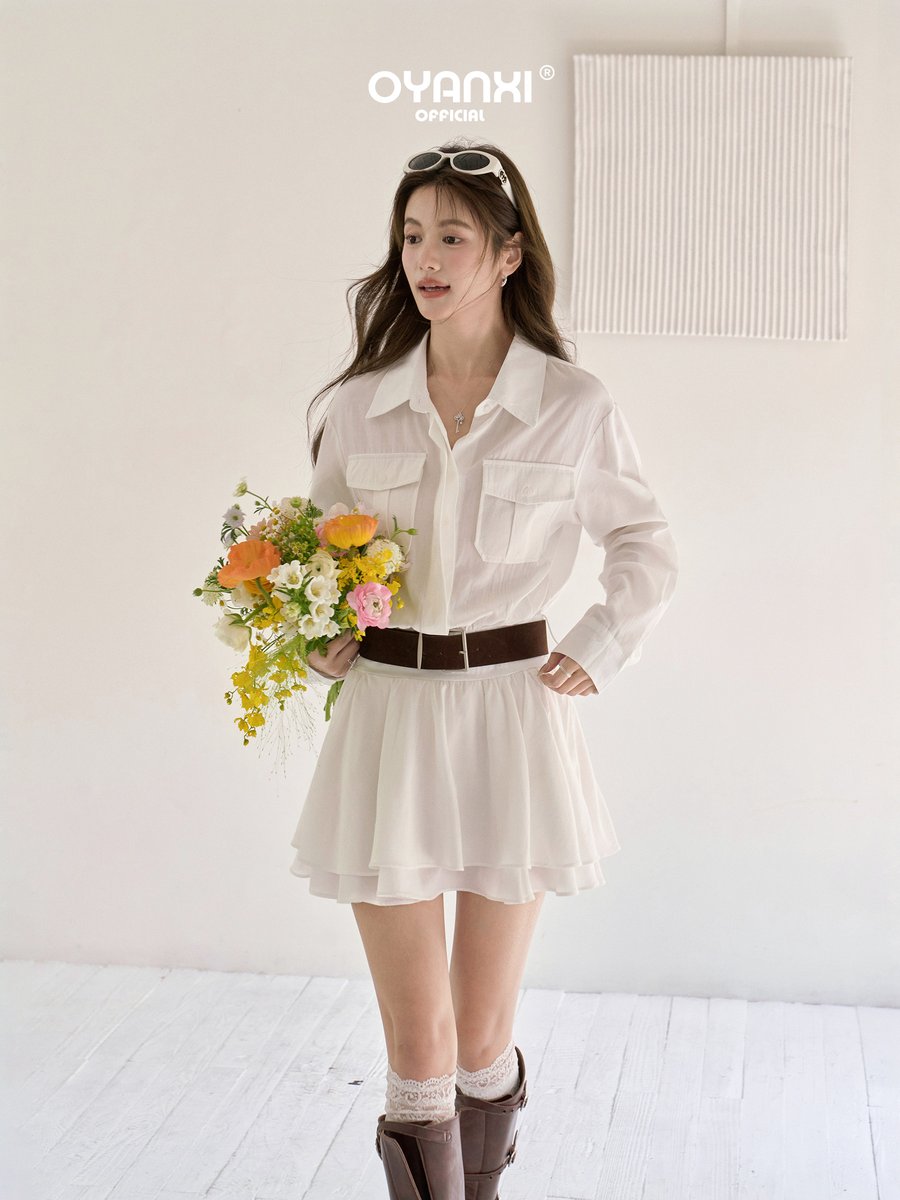 OYANXI バルーンシルエット 長袖シャツワンピース