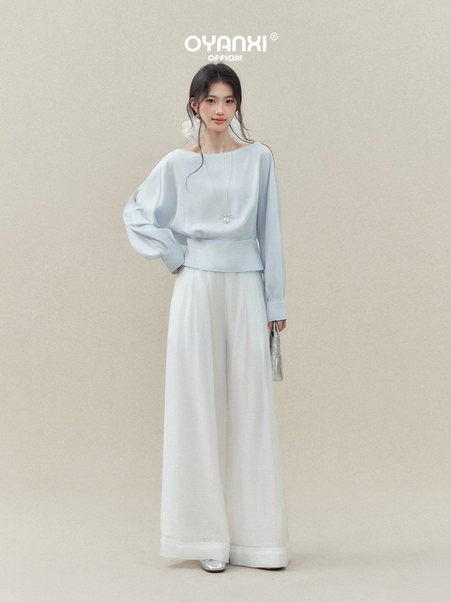 OYANXI 透かしデザイン オフショルダー ウエストシェイプ シャツ