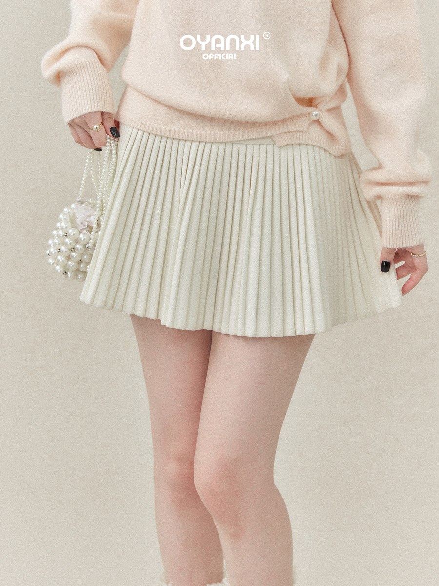 OYANXI ハイウエスト プリーツ Aライン ミニスカート