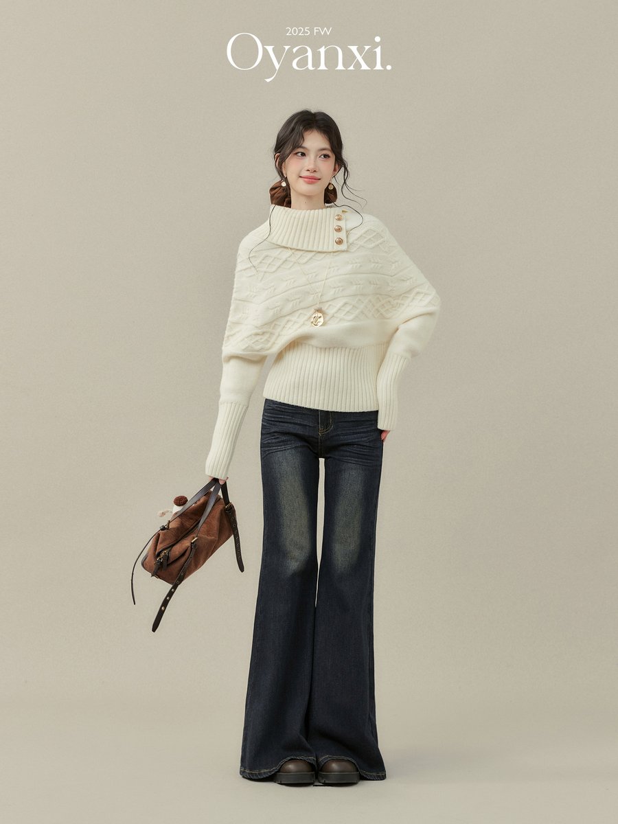 OYANXI 厚手 ハイネック リラックスニット