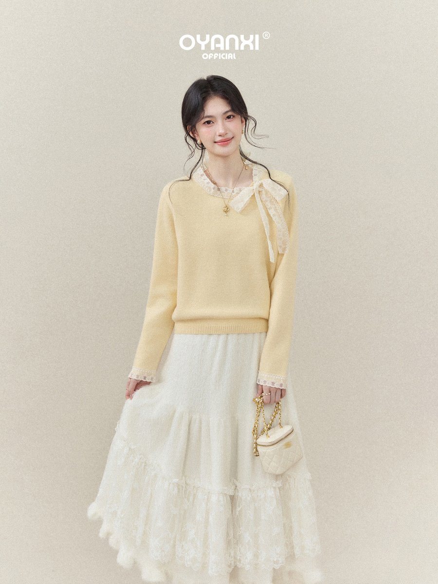 OYANXI ティアードレース フレア ロングスカート