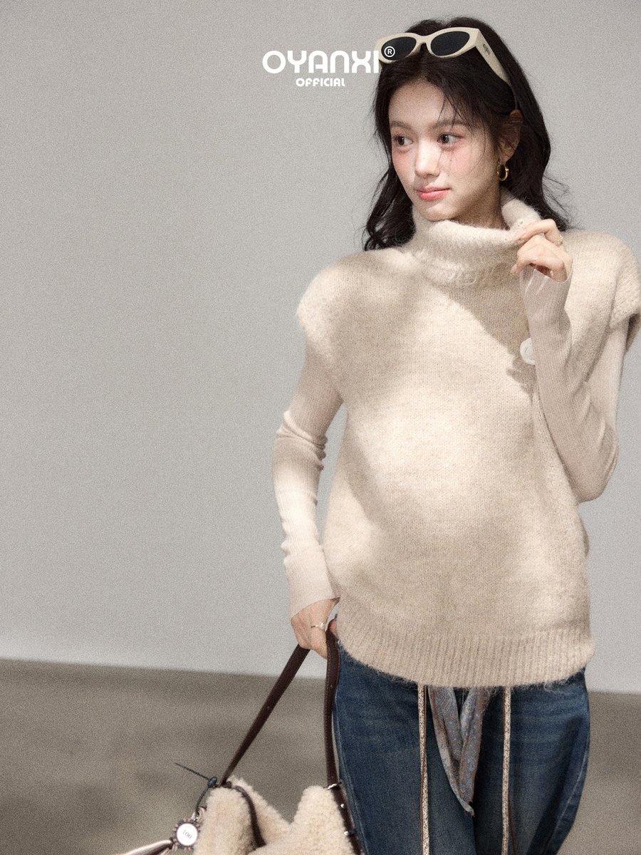 OYANXI ベスト＆長袖ニット 2点セット ブローチ付き