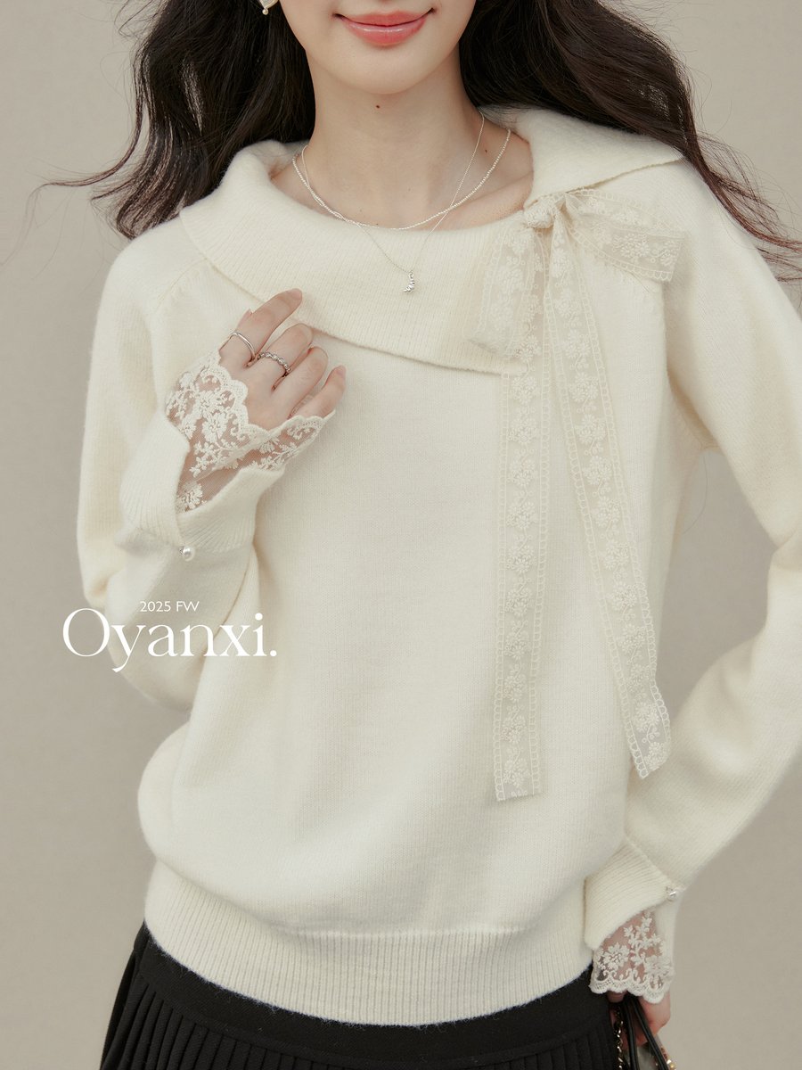 OYANXI 襟付き ショート丈 プルオーバーニット