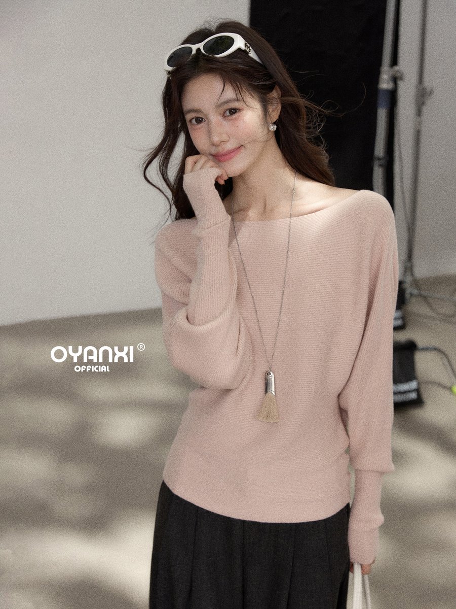 OYANXI ボートネック ドルマンスリーブ 長袖セーター