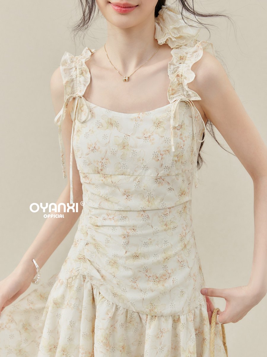 OYANXI フレンチ 小花柄 キャミソール ミニワンピース