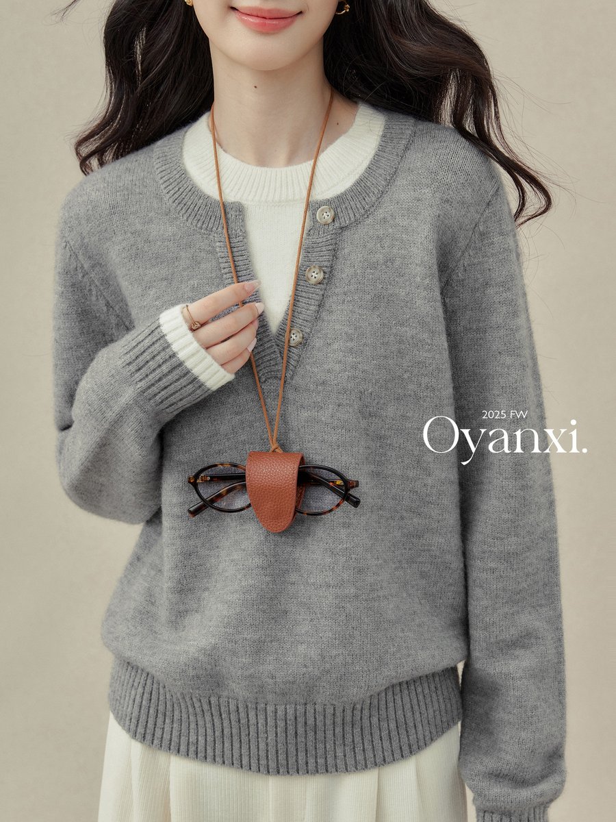 OYANXI フェイクレイヤード 切り替え リラックスニット