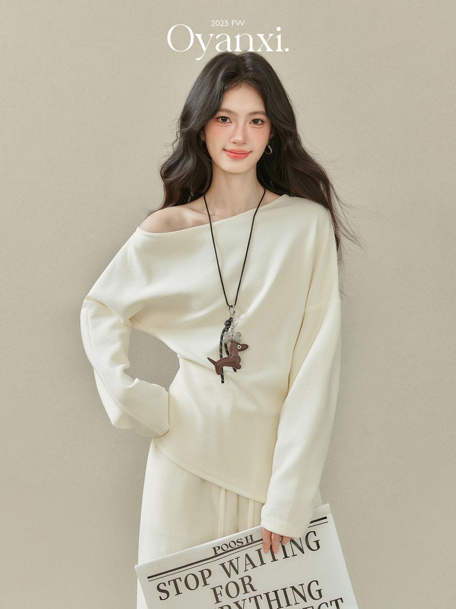 OYANXI ワンショルダー ニット＆ワイドパンツ セットアップ