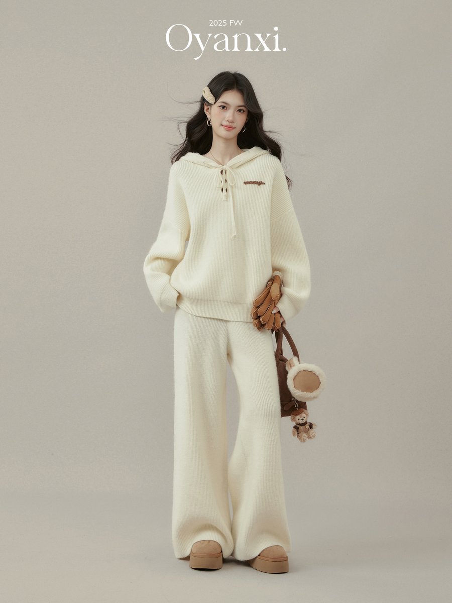 OYANXI ニットパーカー＆ストレートパンツ セットアップ