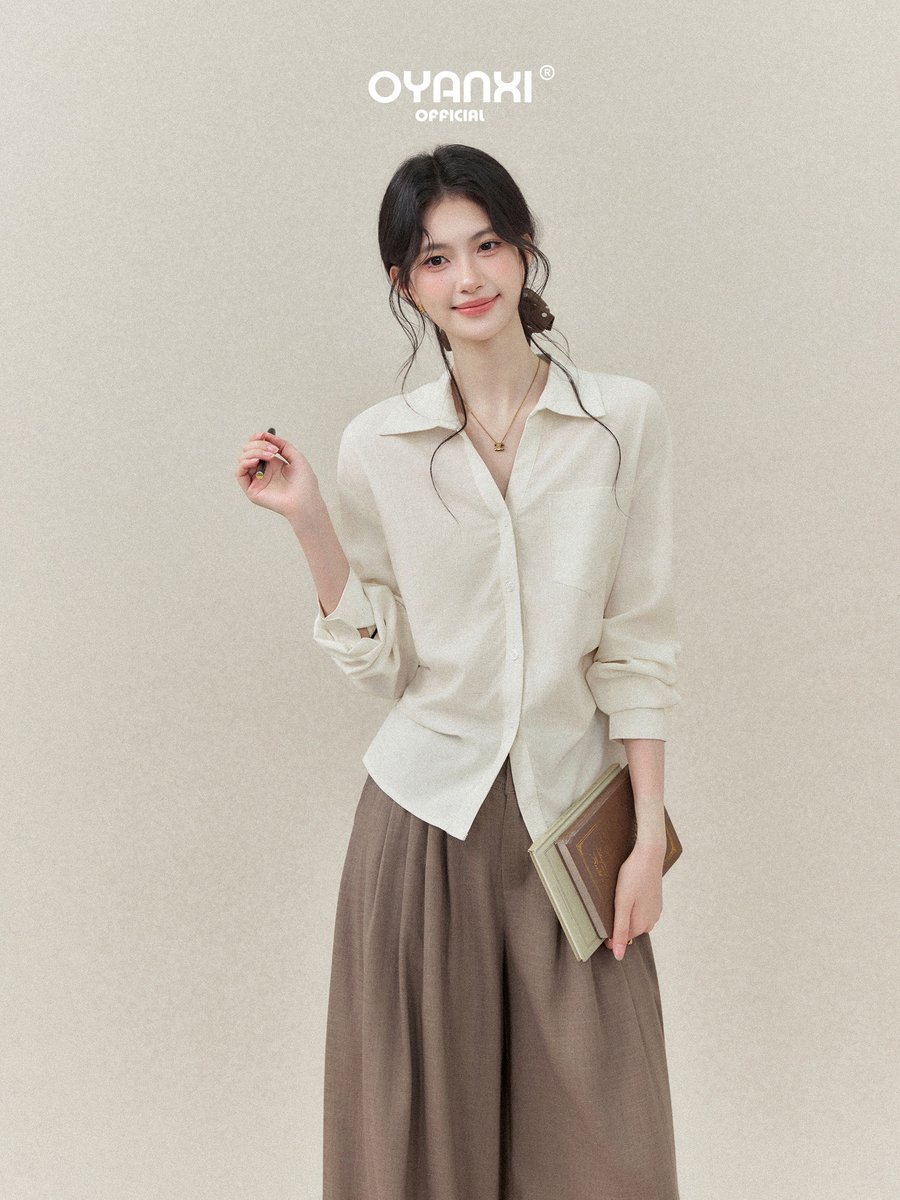 OYANXI V字タックウエスト ハイウエスト ワイドパンツ