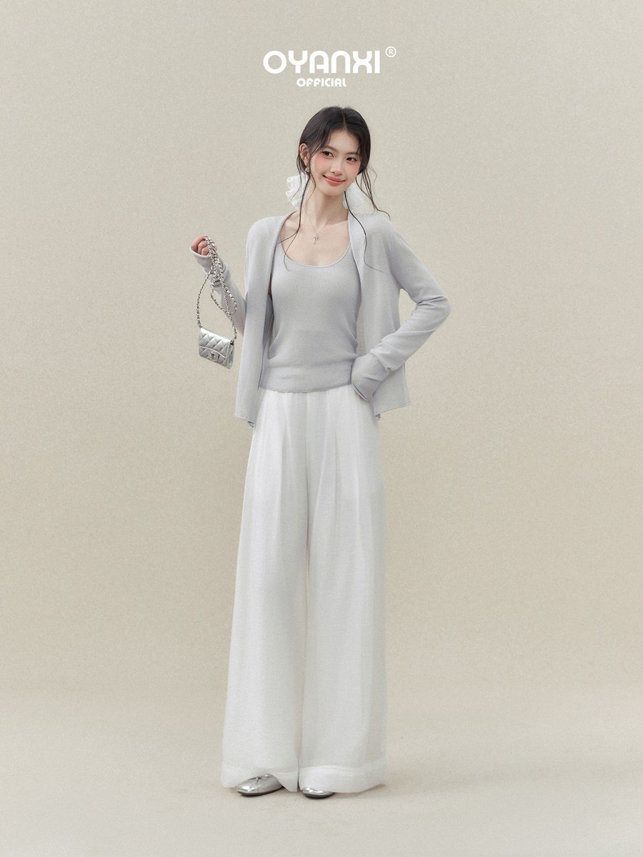 OYANXI リヨセル混 キャミソール＆長袖ニット 2点セット