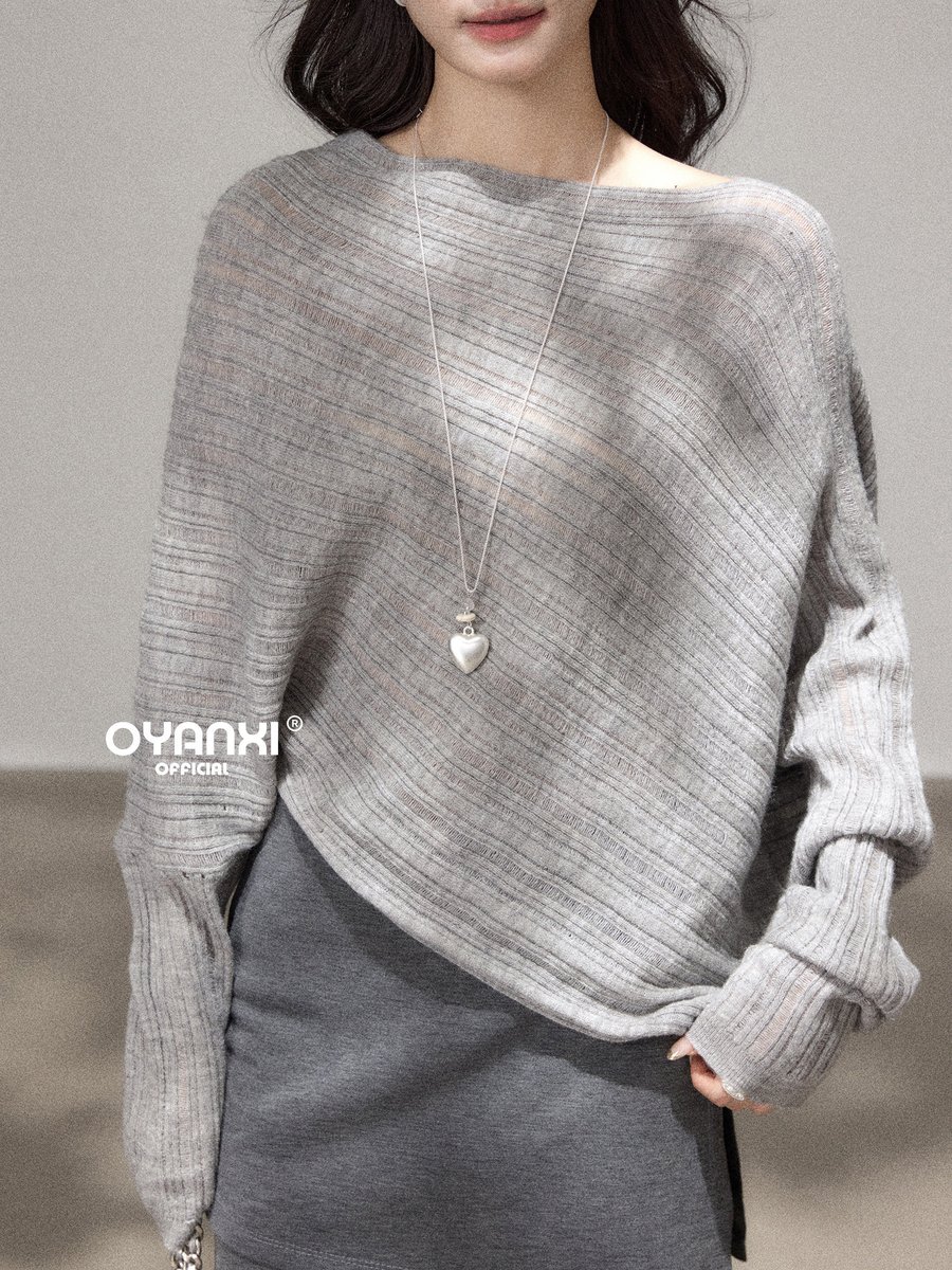 OYANXI ドルマンスリーブ アシンメトリーヘム ニット