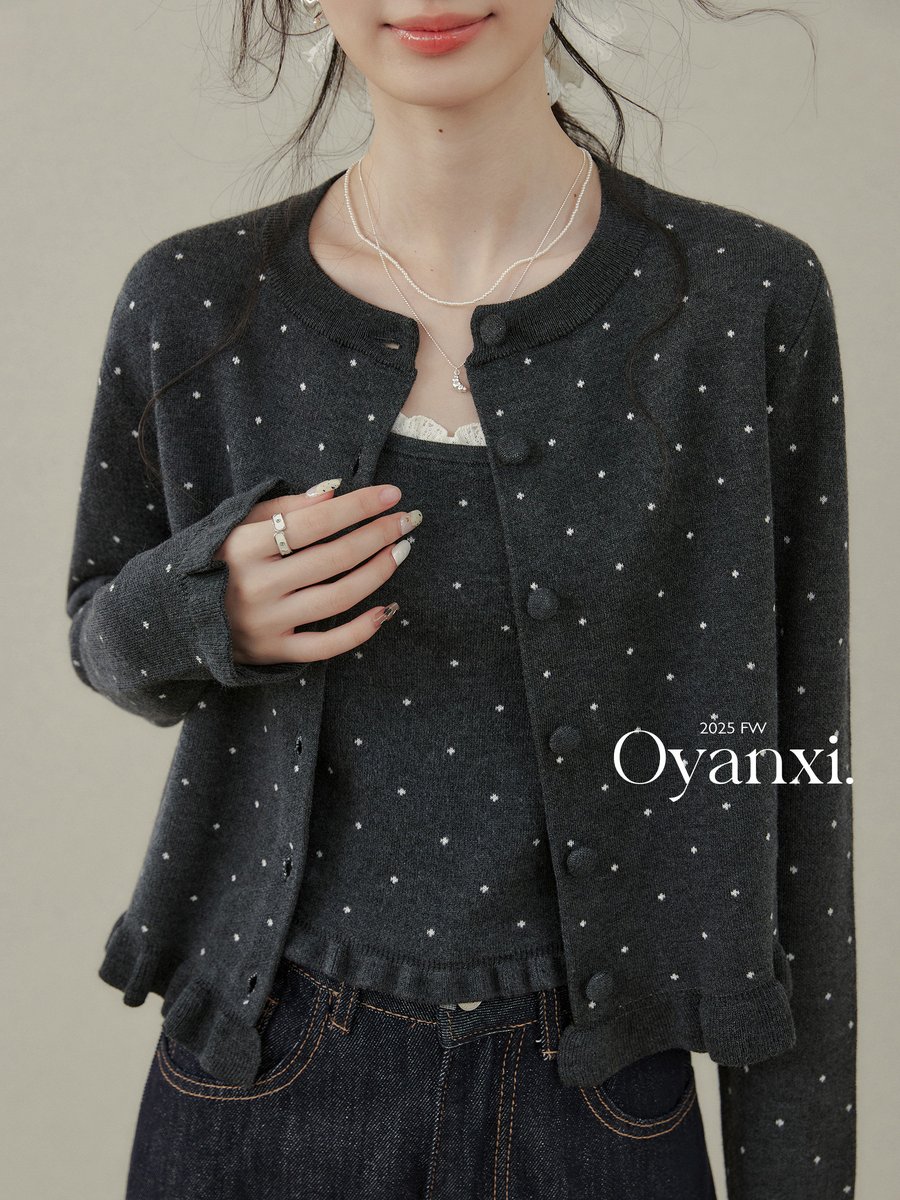 OYANXI メロウフリル カーディガン＆レースキャミソール 2点セット